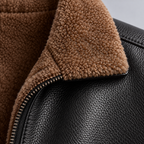 Stand Collar Faux Fur Leather