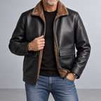 Stand Collar Faux Fur Leather