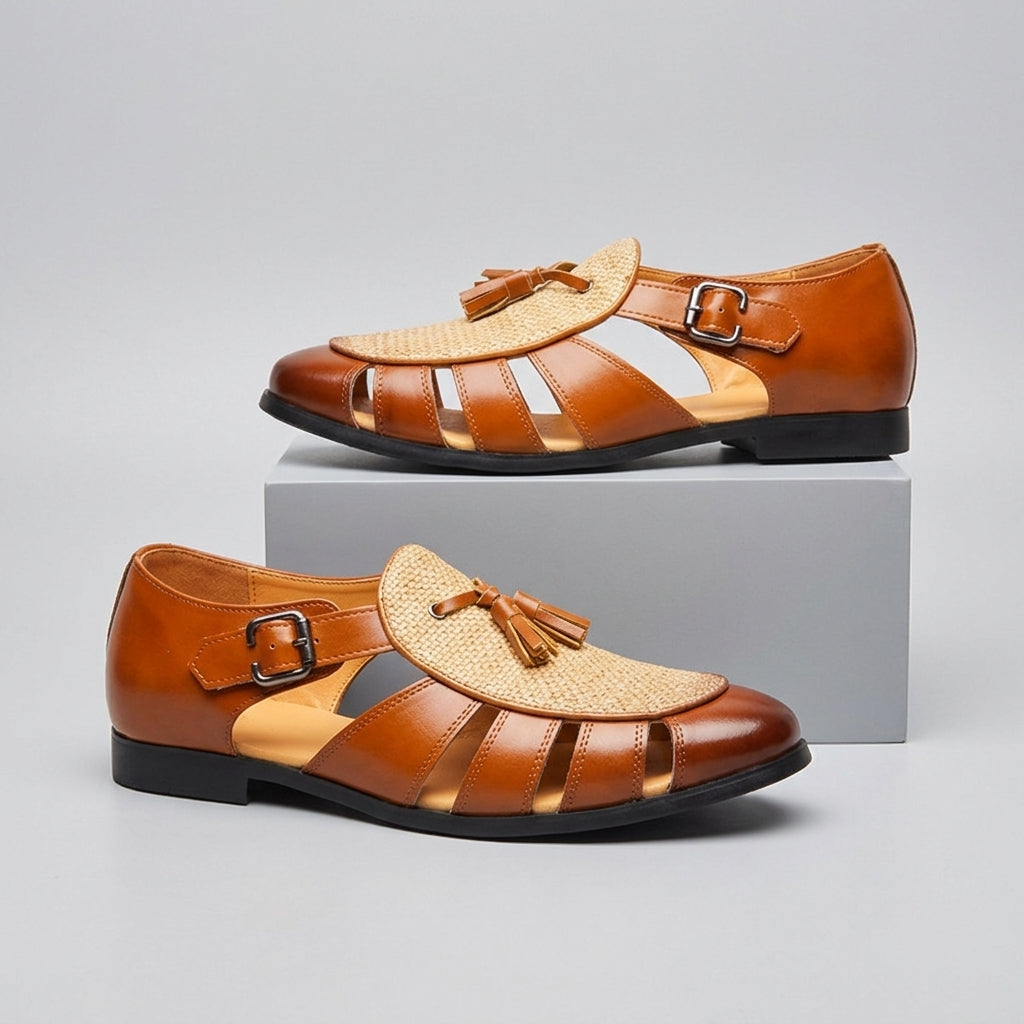Tassel Buckle Leather Sandals