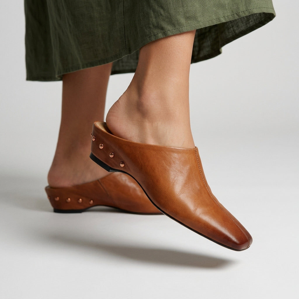 Chunky Mid Heel Slippers