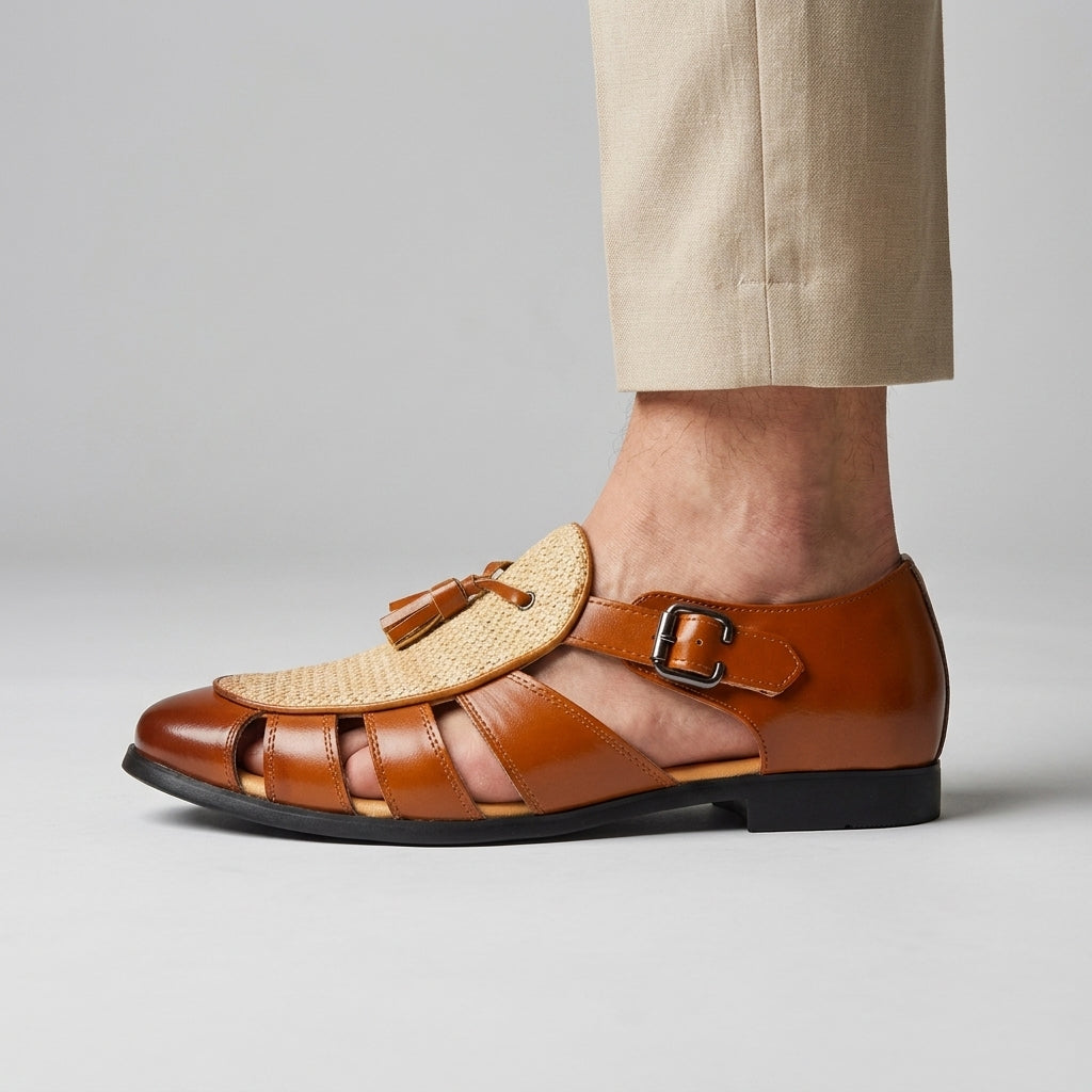 Tassel Buckle Leather Sandals