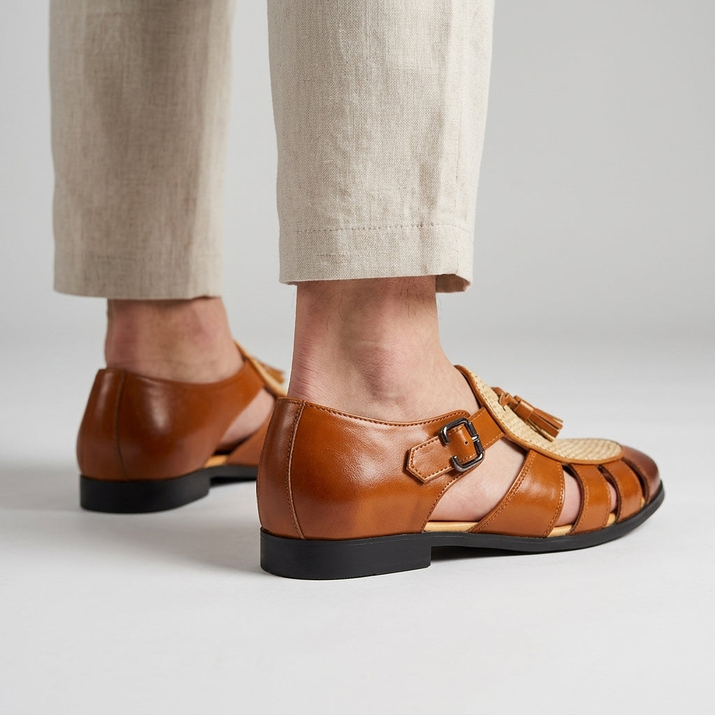 Tassel Buckle Leather Sandals