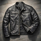 Stand Collar Zip-Up Biker Jacket