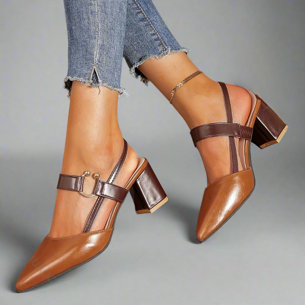 Chunky Heel Slingback Sandals