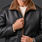 Stand Collar Faux Fur Leather