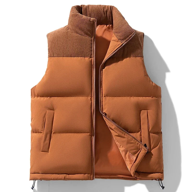 Collar Padded Sleeveless Vest