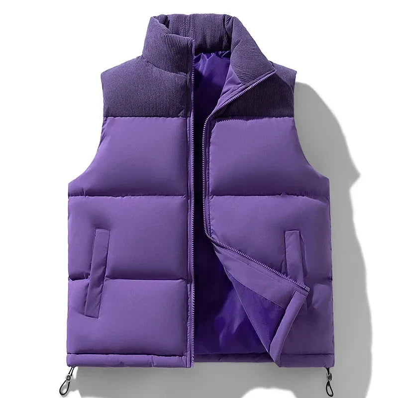 Collar Padded Sleeveless Vest