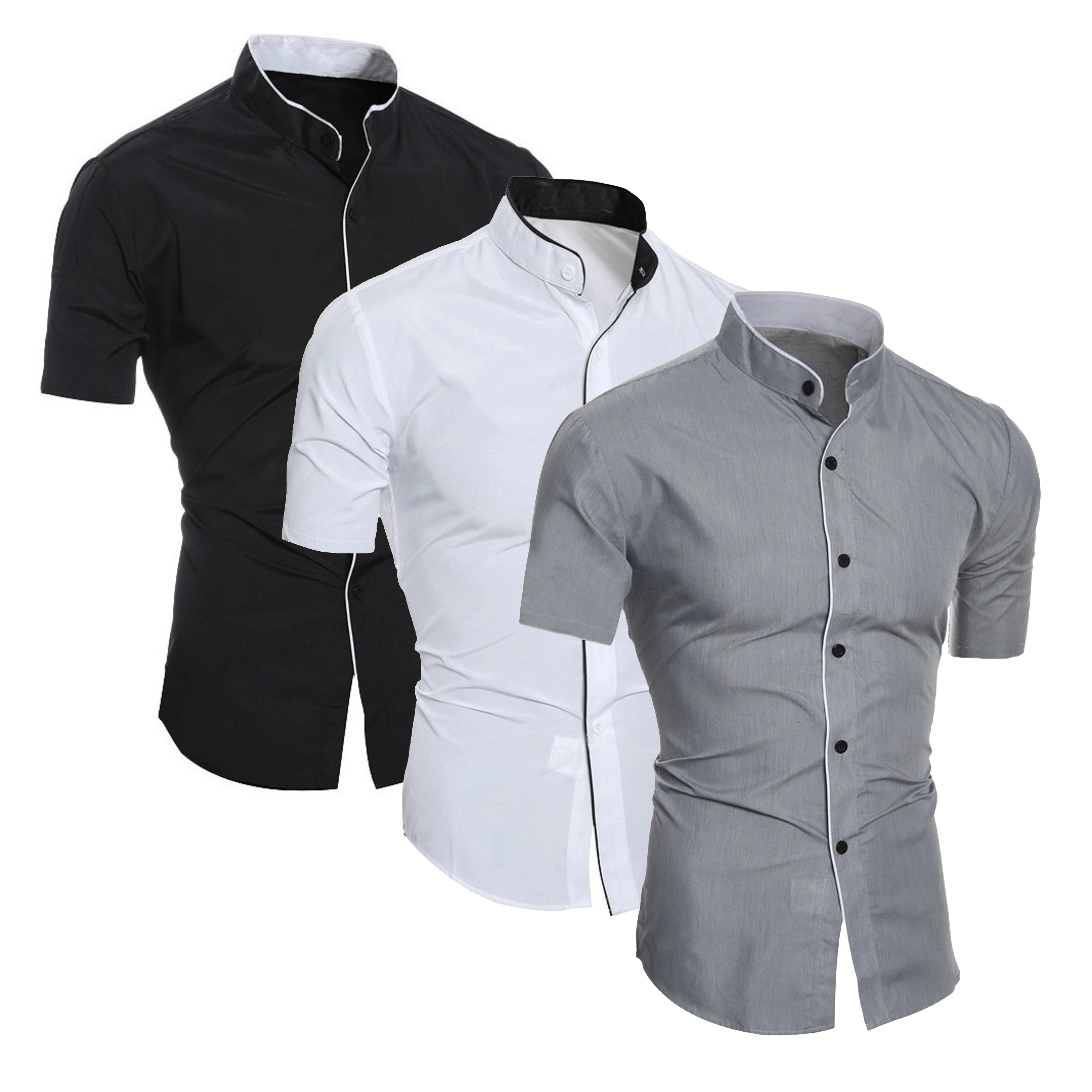 Slim Fit Stand Collar Shirt