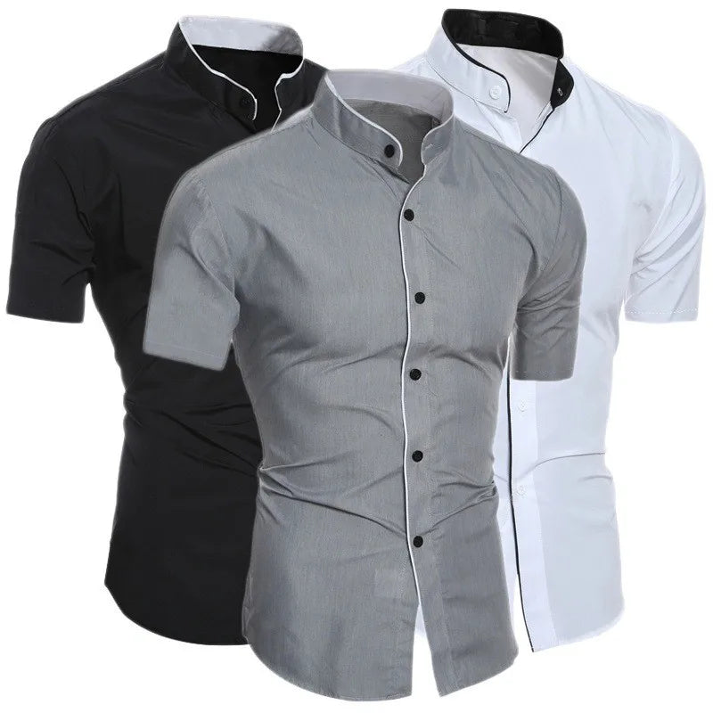 Slim Fit Stand Collar Shirt