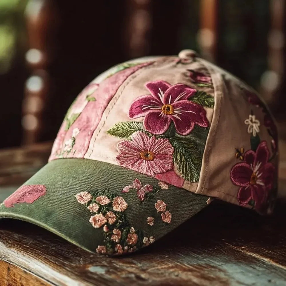 Vintage Floral Embroidered Cap