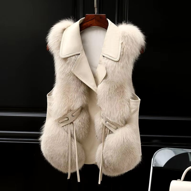 Faux Fur Sleeveless Vest Jacket