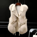 Faux Fur Sleeveless Vest Jacket