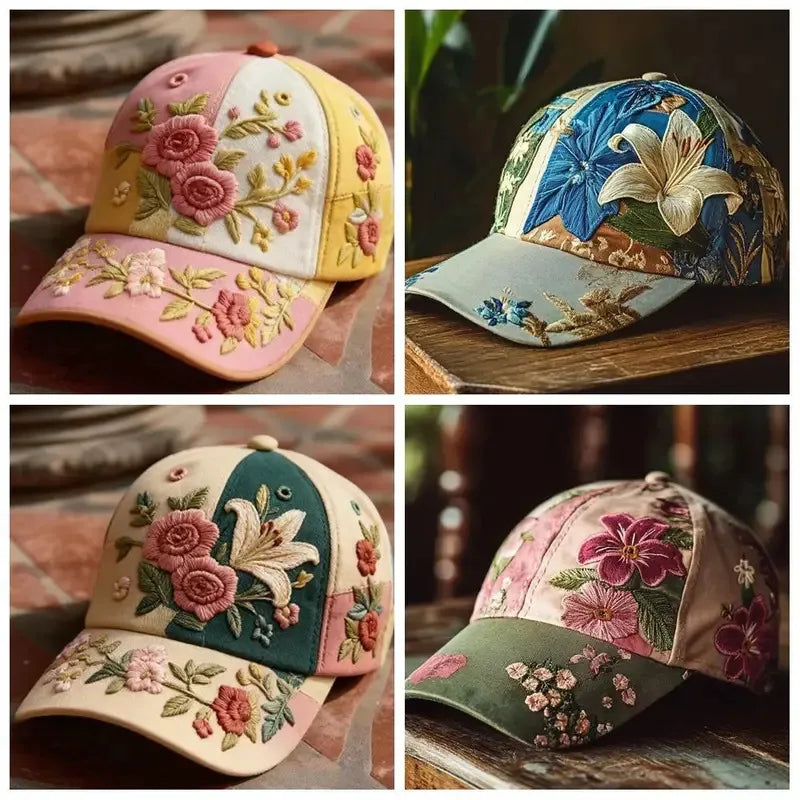 Vintage Floral Embroidered Cap
