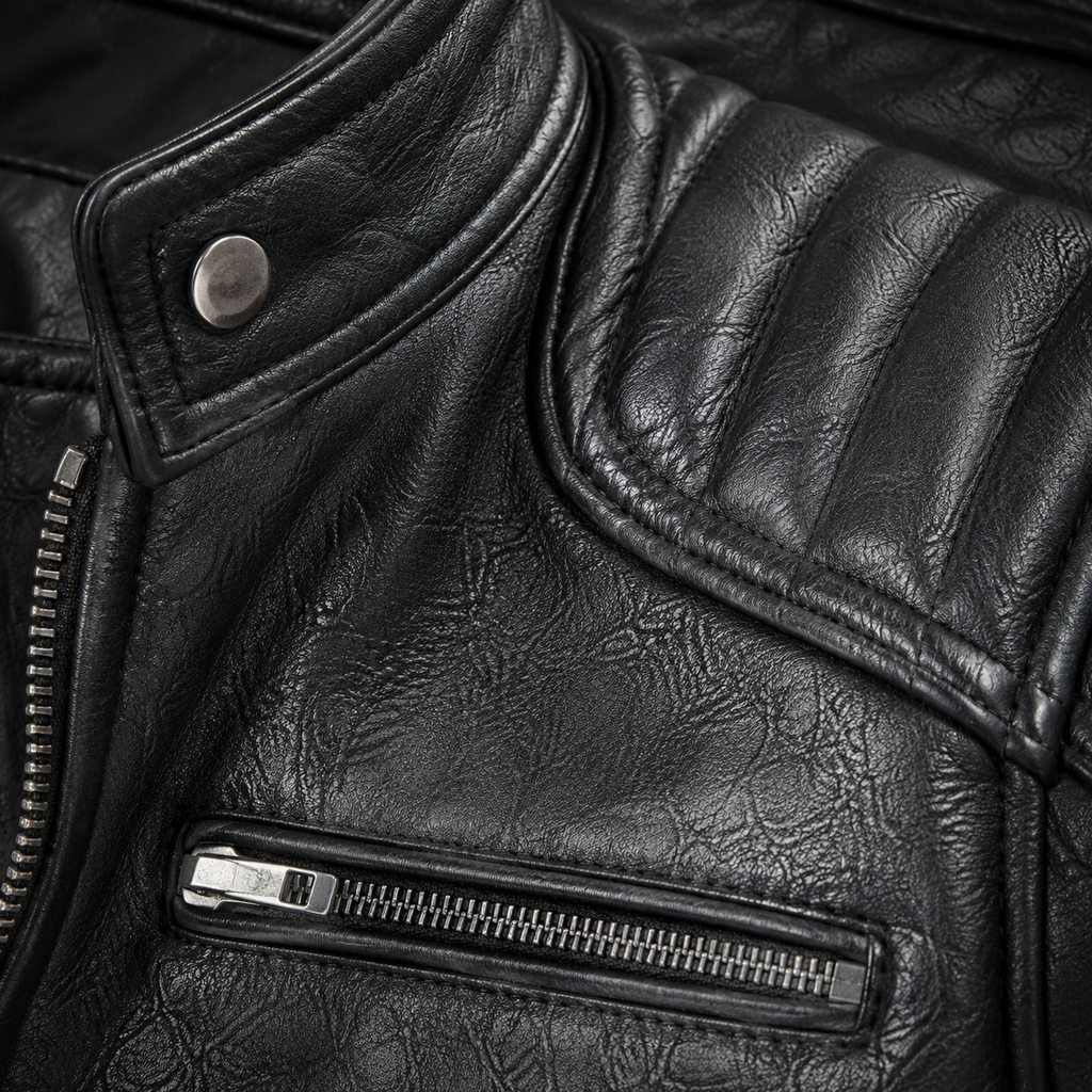 Stand Collar Zip-Up Biker Jacket