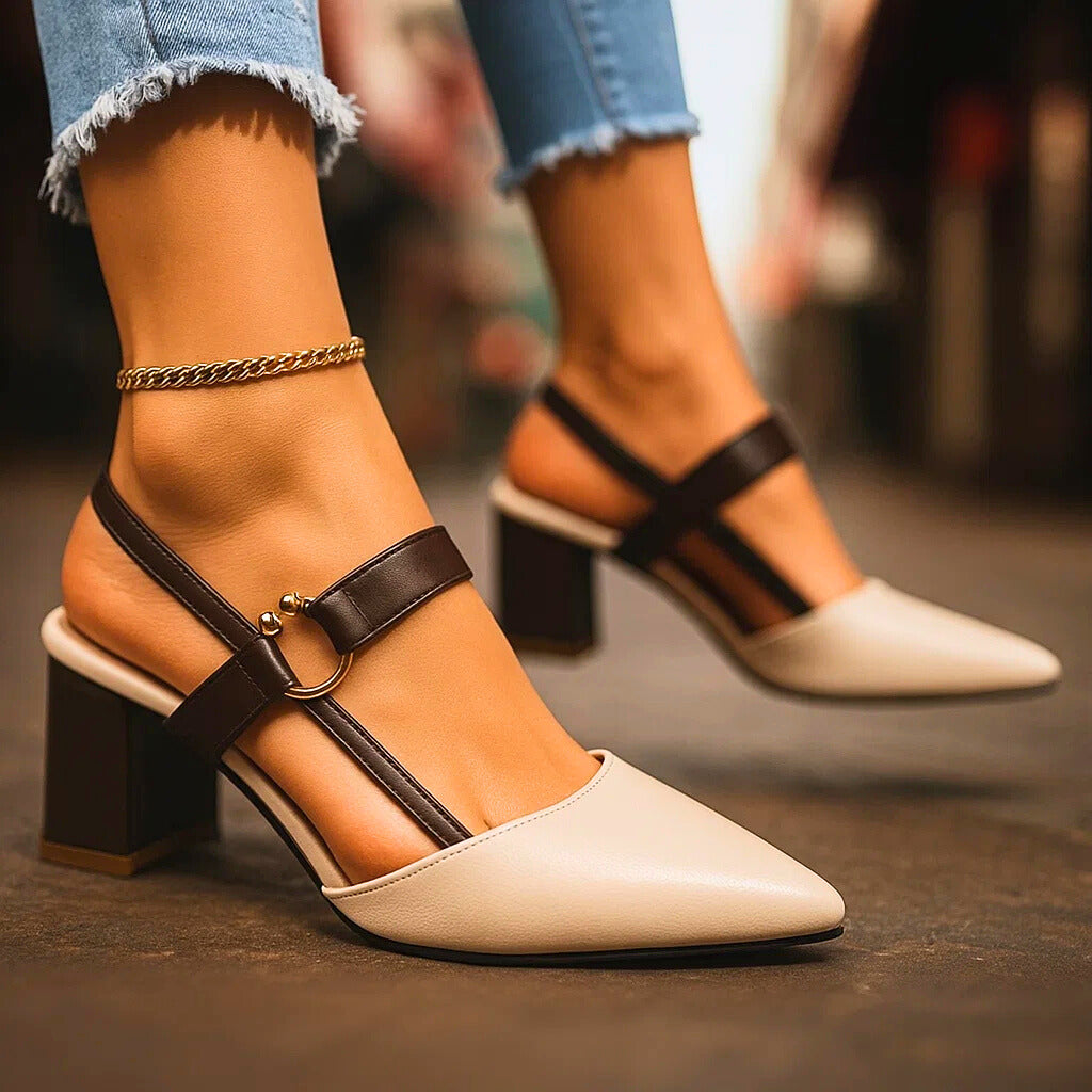 Chunky Heel Slingback Sandals