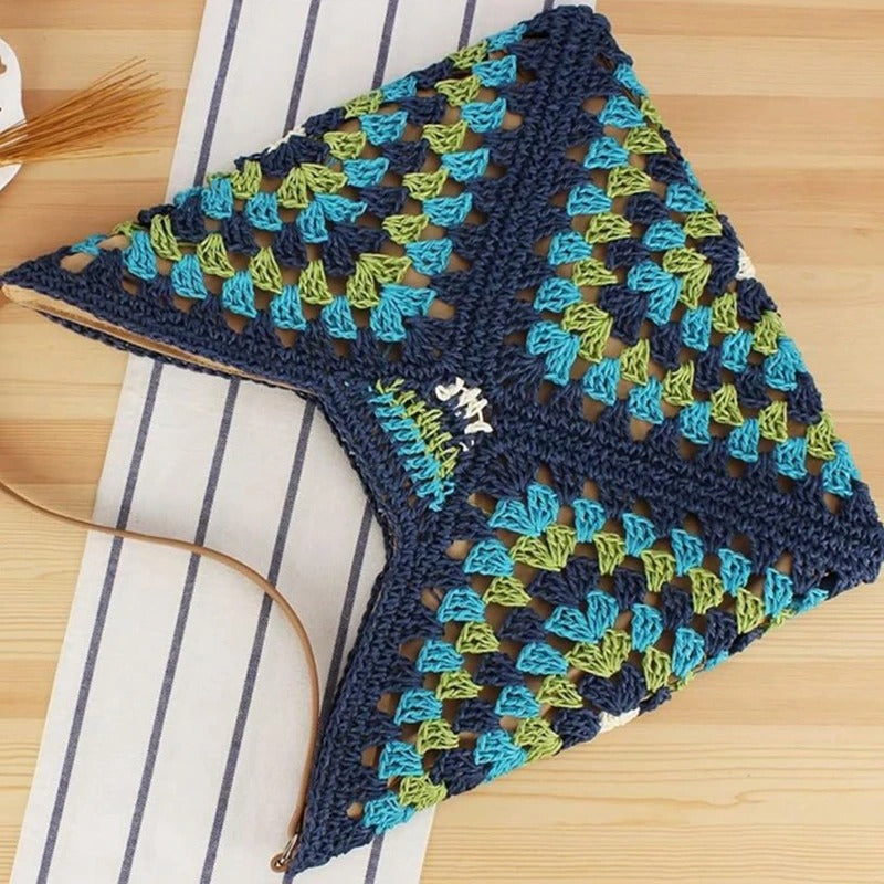 Boho Straw Woven Tote Bag