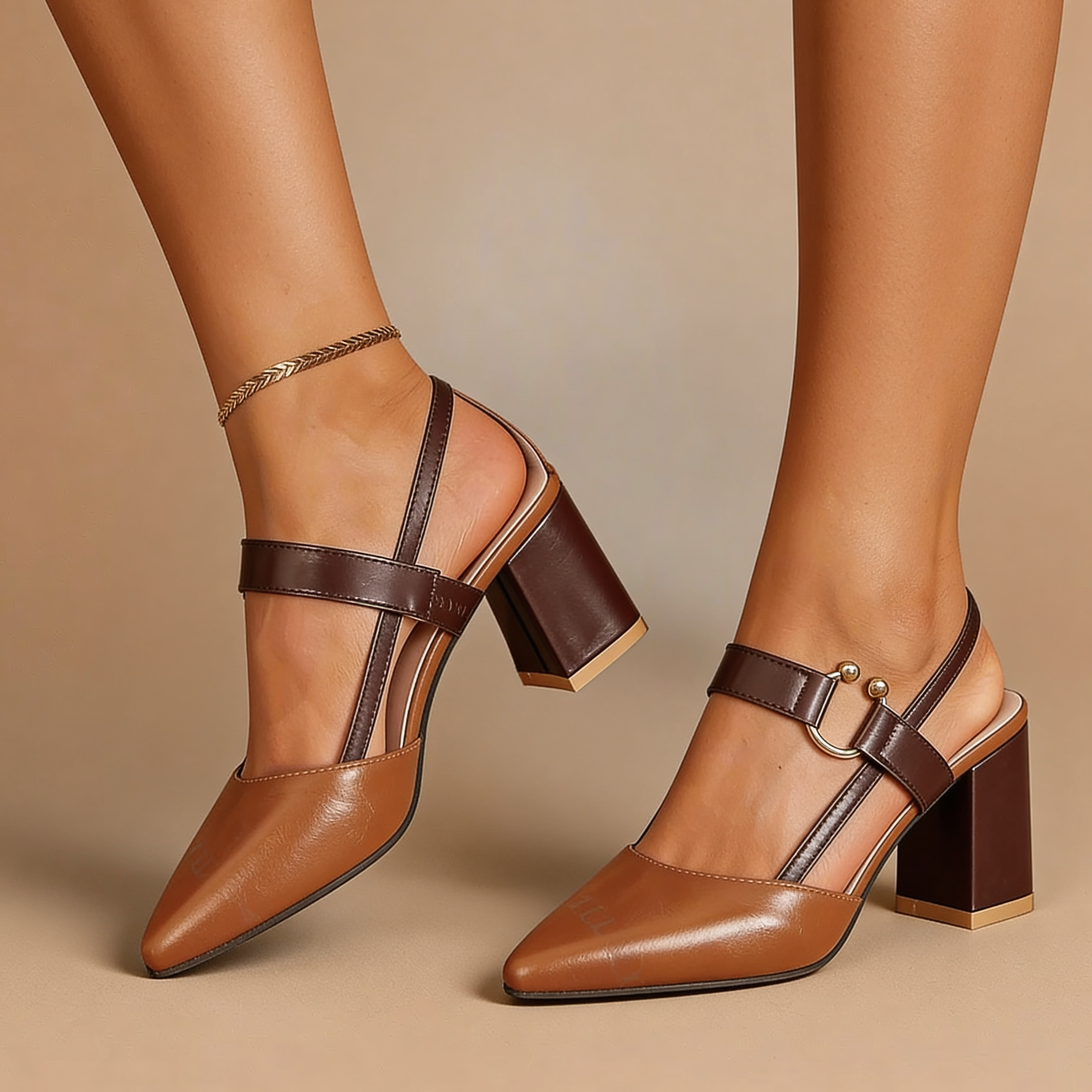 Chunky Heel Slingback Sandals