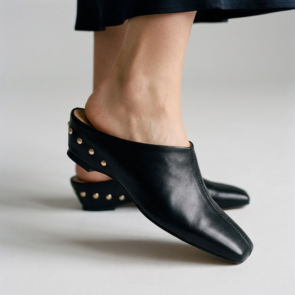 Chunky Mid Heel Slippers