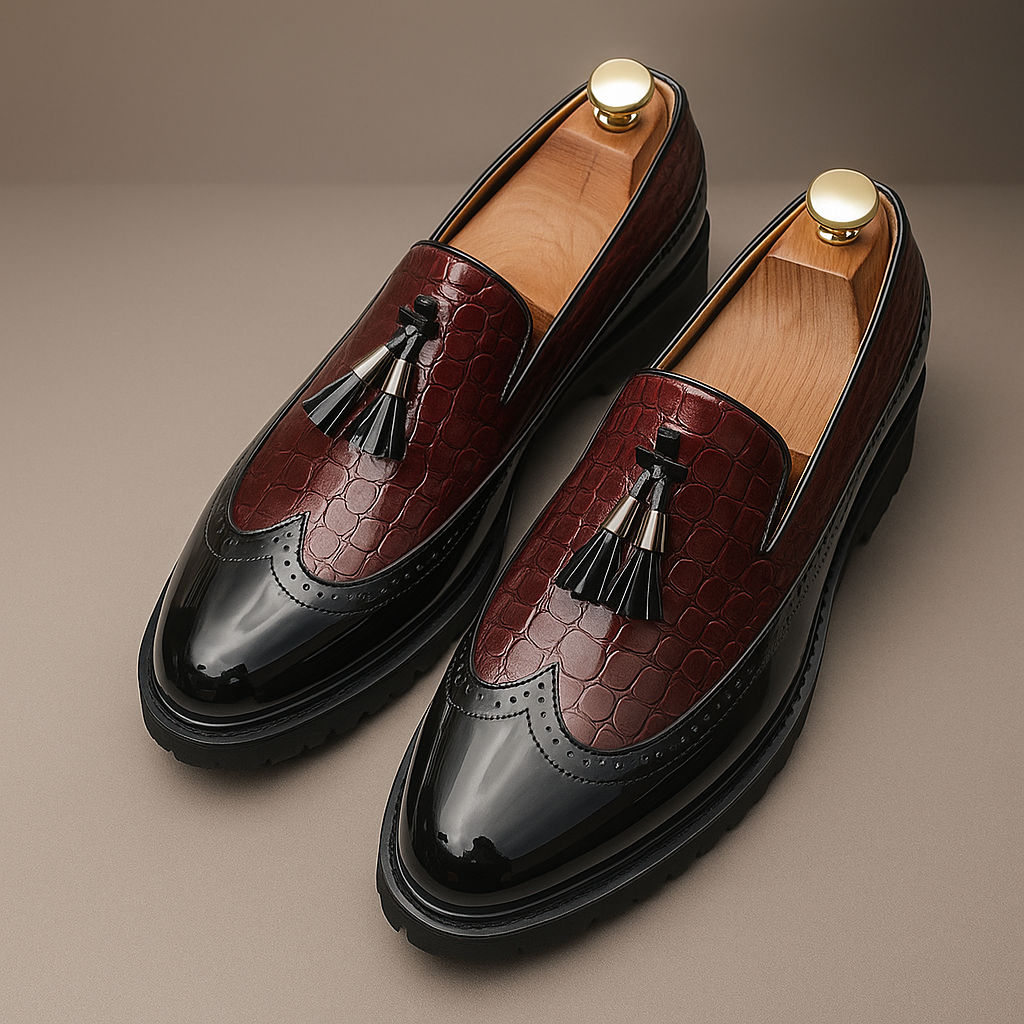 Crocodile Embossed Slip-On Loafers