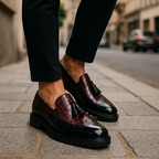 Crocodile Embossed Slip-On Loafers