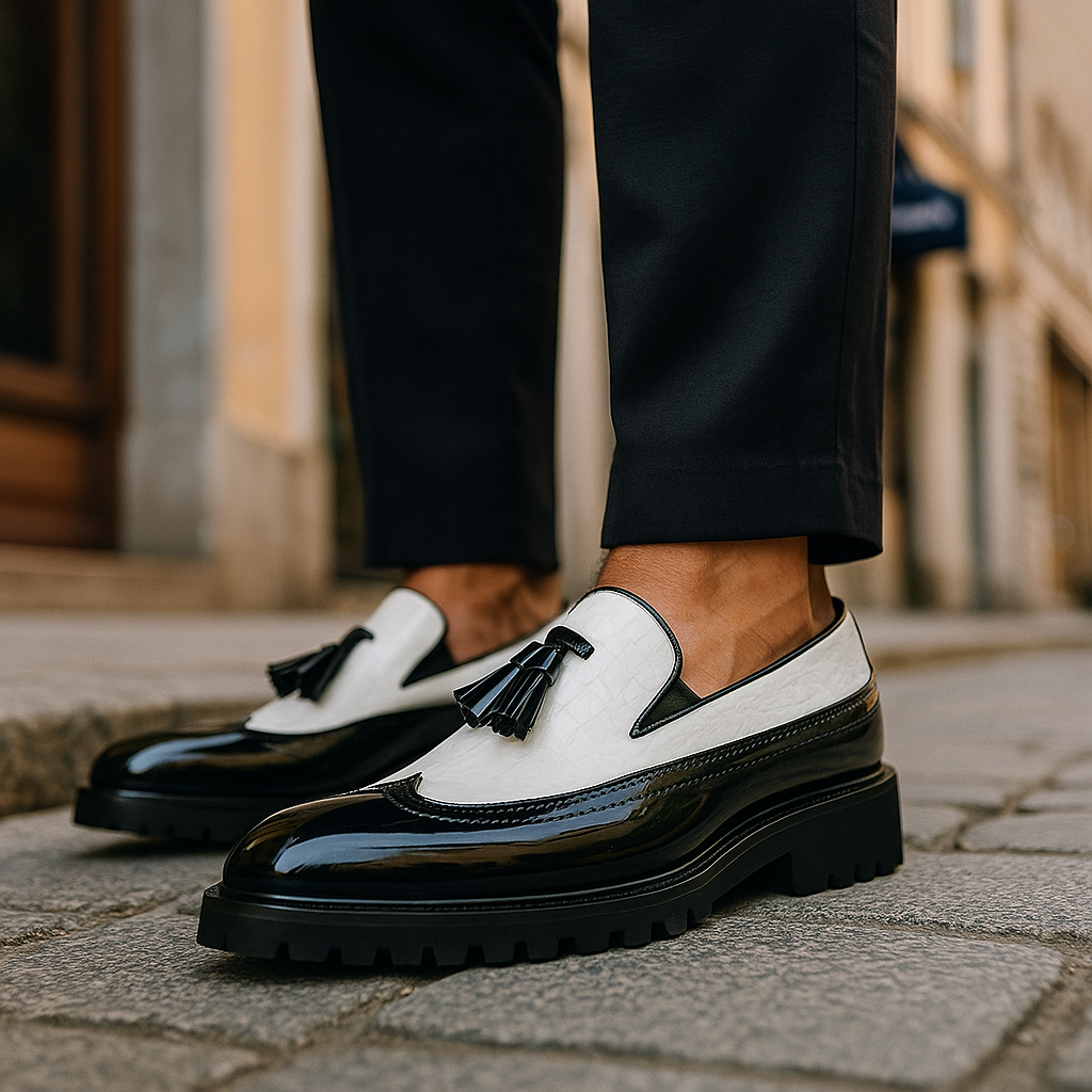 Crocodile Embossed Slip-On Loafers