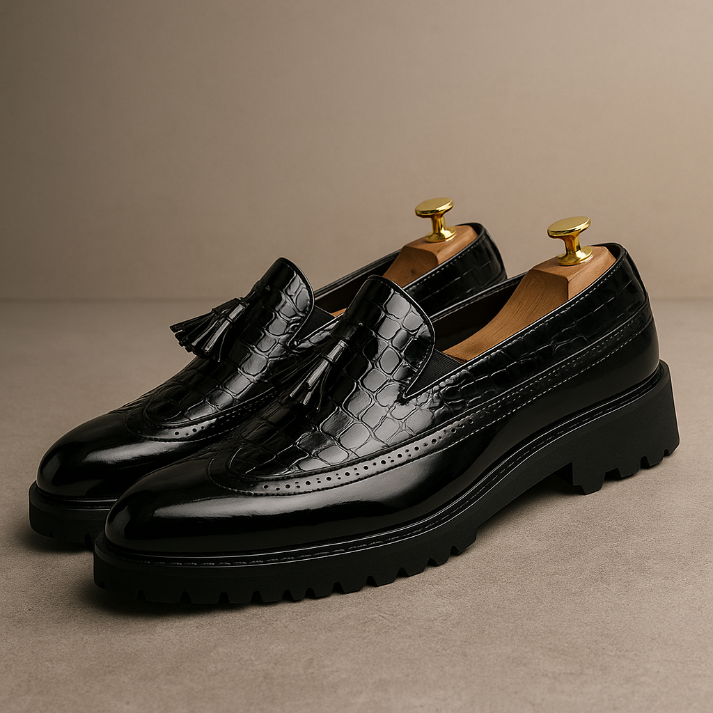 Crocodile Embossed Slip-On Loafers