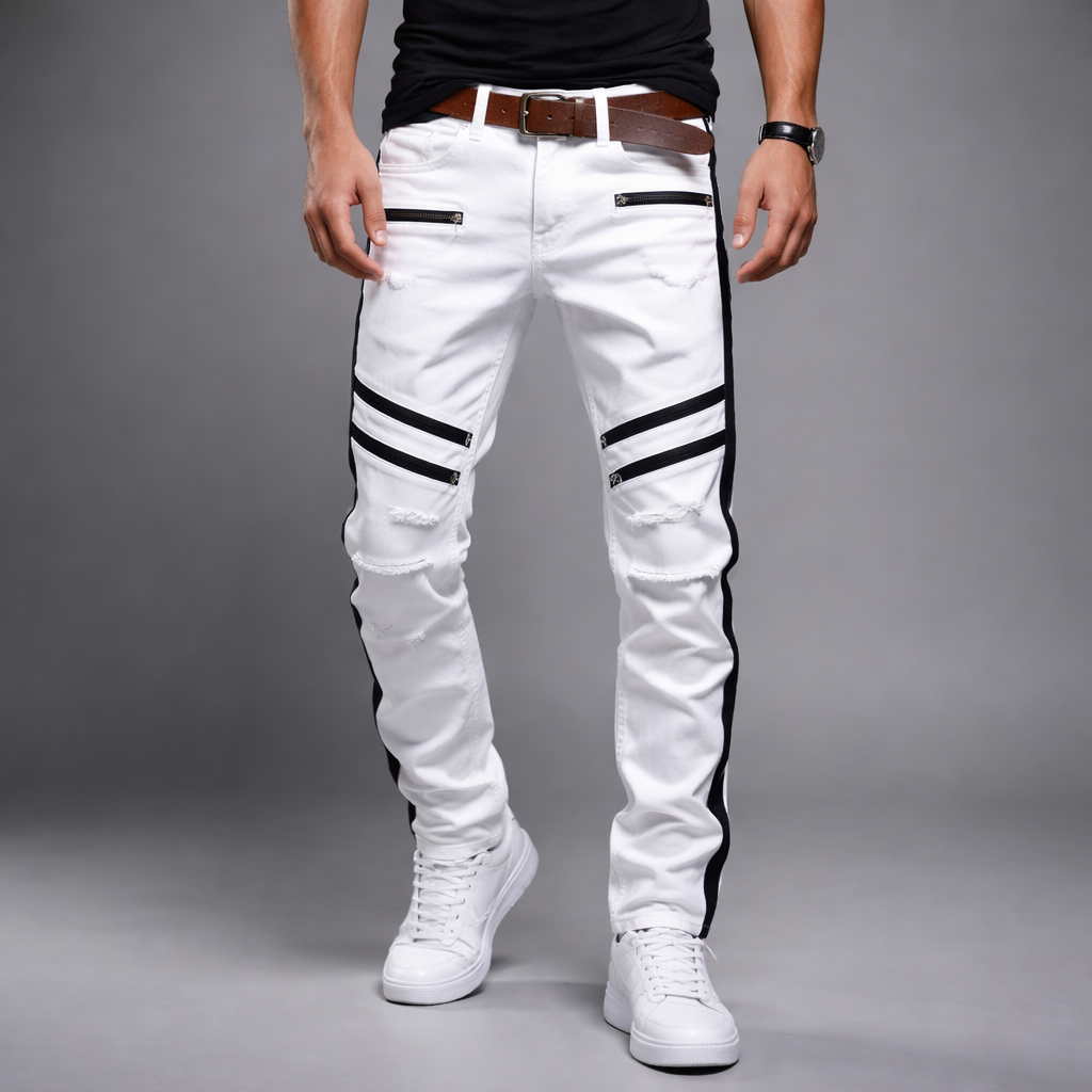 Men’s Patchwork Slim Fit Jeans