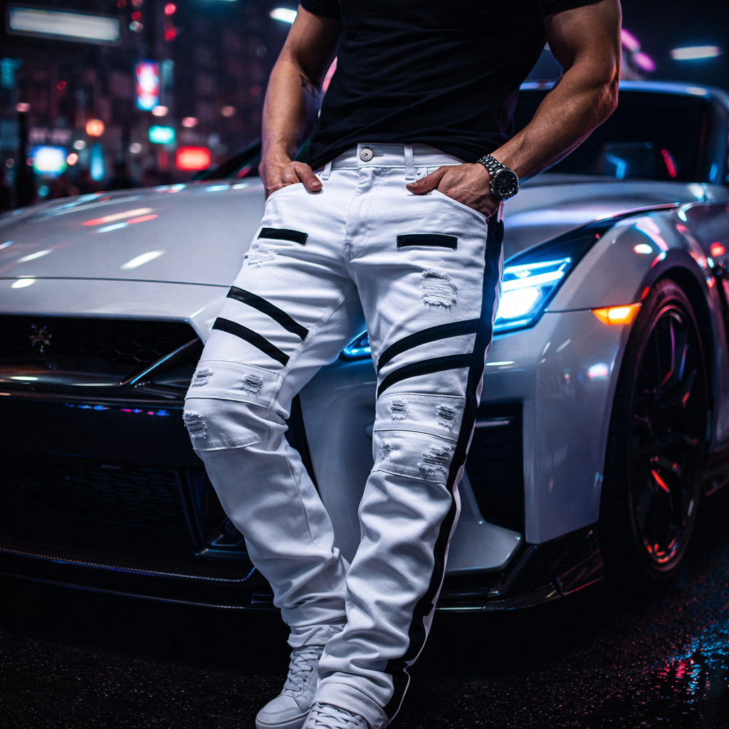 Men’s Patchwork Slim Fit Jeans