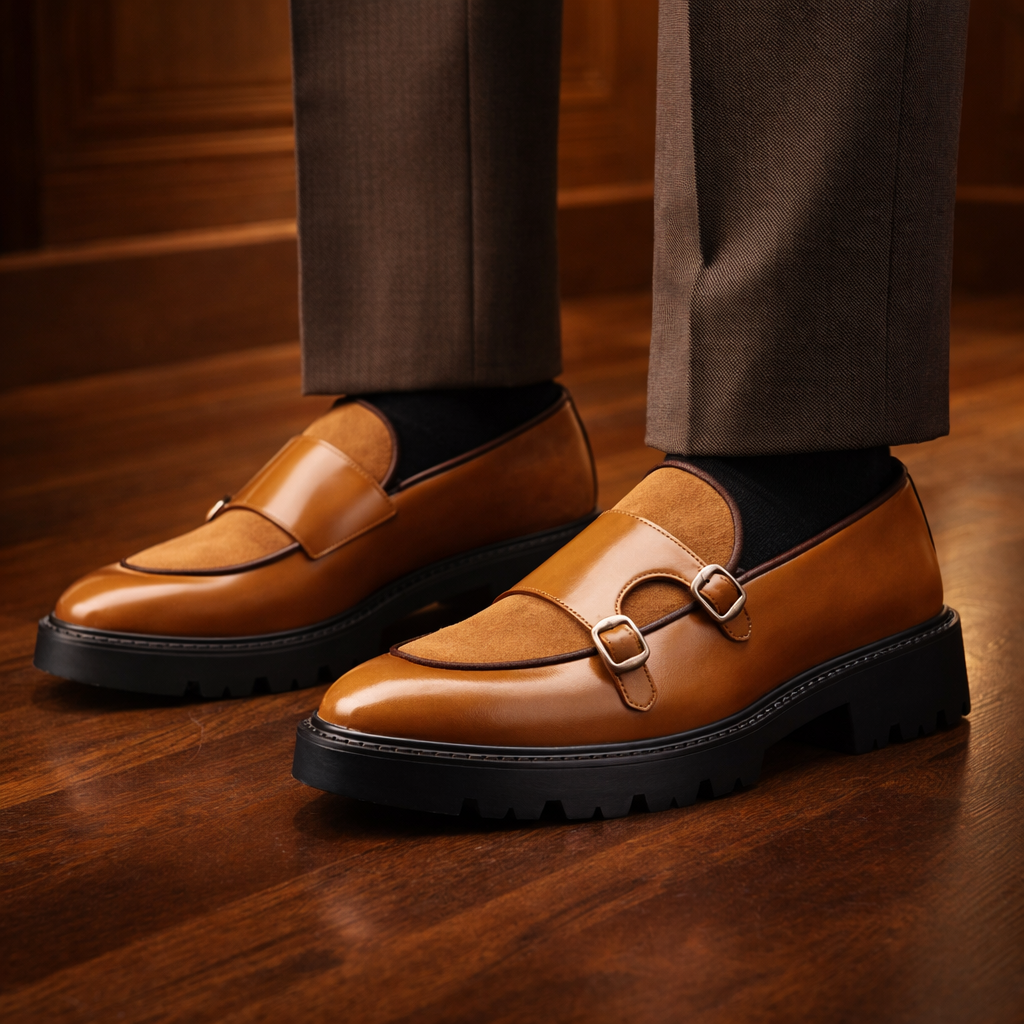 Leather British Monk Loafers