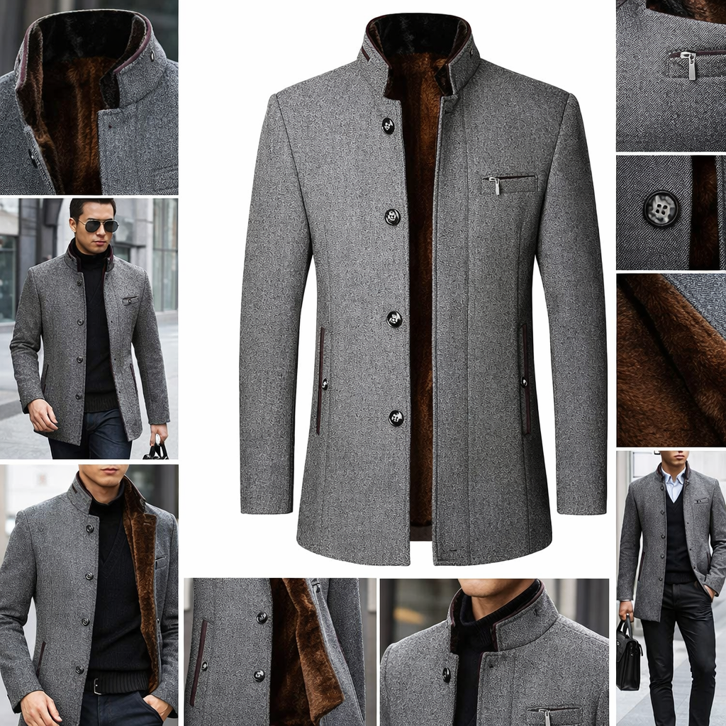 Stand Collar Woollen Coat
