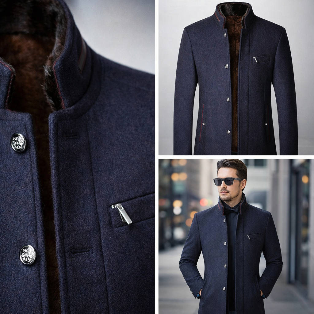 Stand Collar Woollen Coat