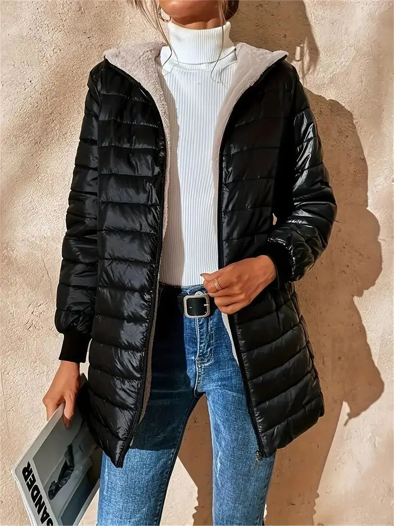 Hooded Zipper Parka Cardigan