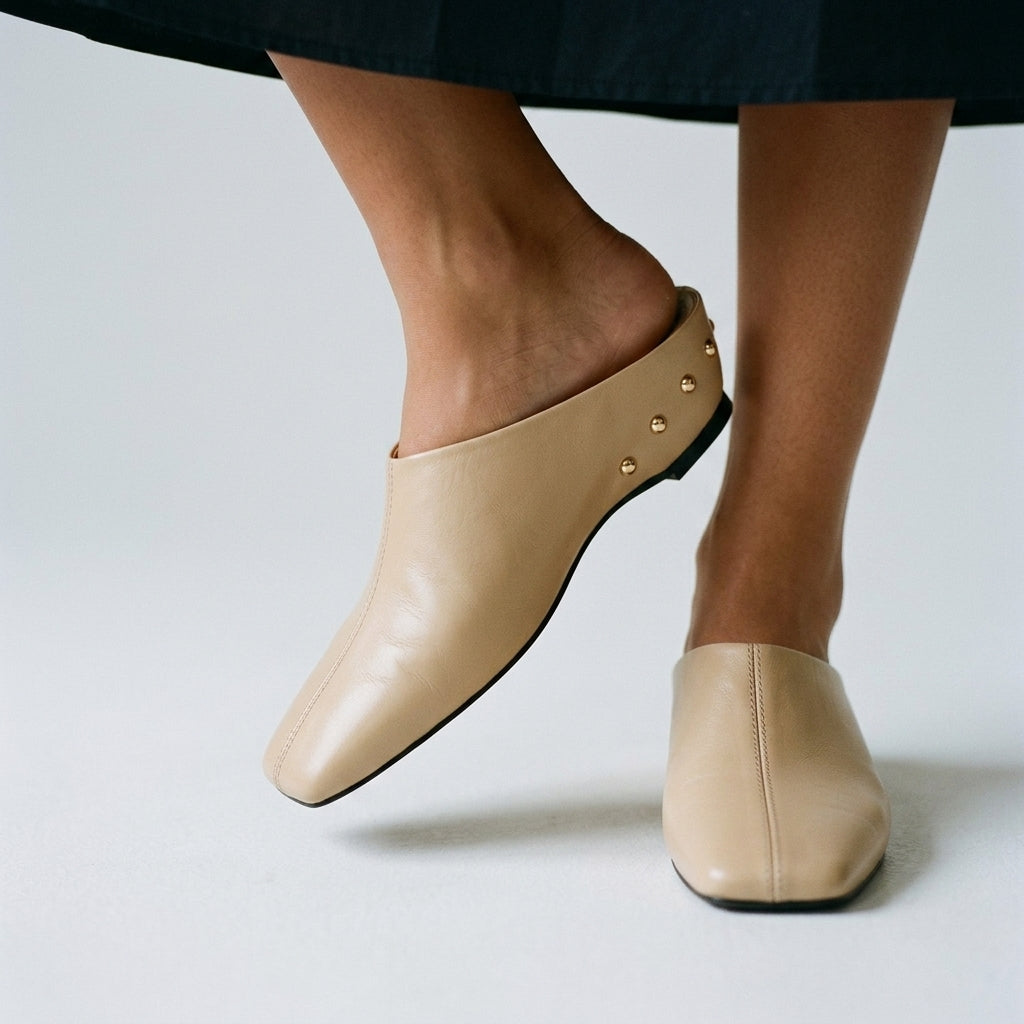Chunky Mid Heel Slippers