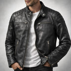 Stand Collar Zip-Up Biker Jacket