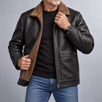 Stand Collar Faux Fur Leather