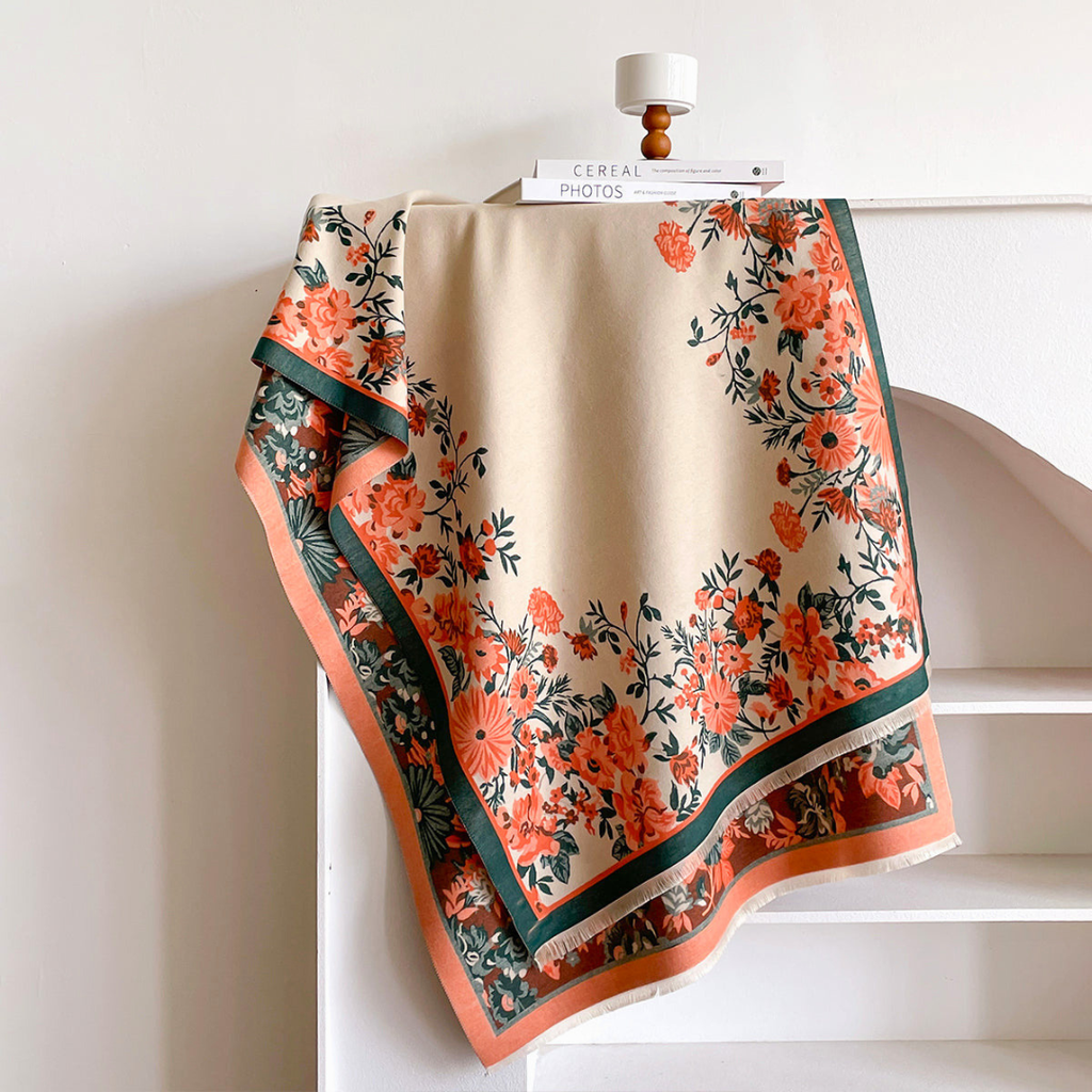 Floral Tasseled Pashmina Shawl