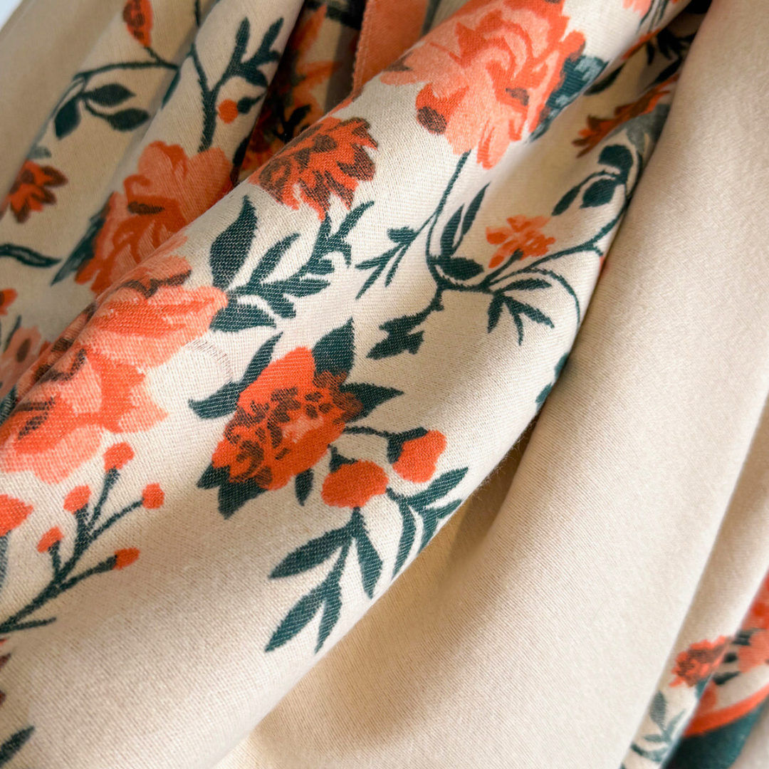 Floral Tasseled Pashmina Shawl