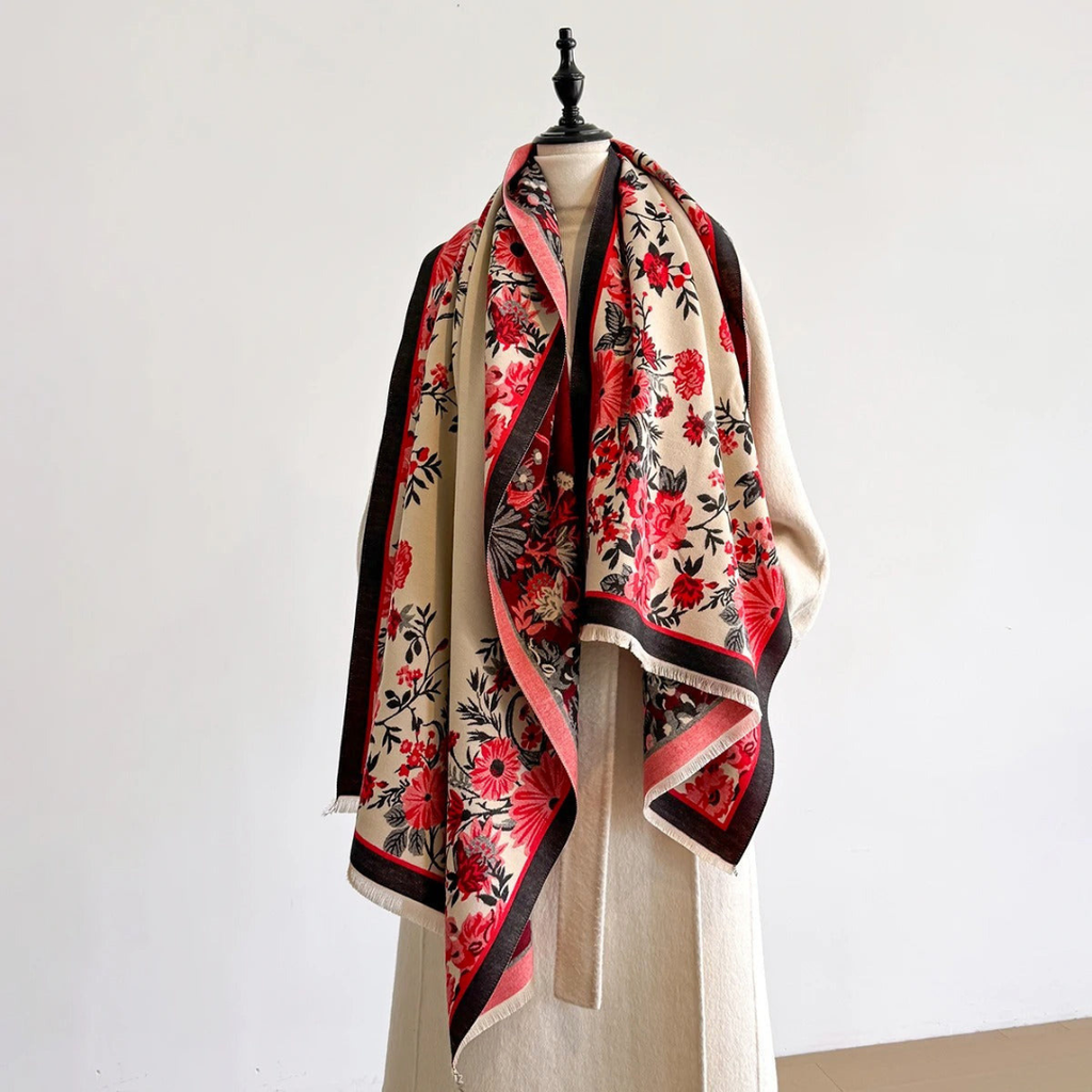 Floral Tasseled Pashmina Shawl