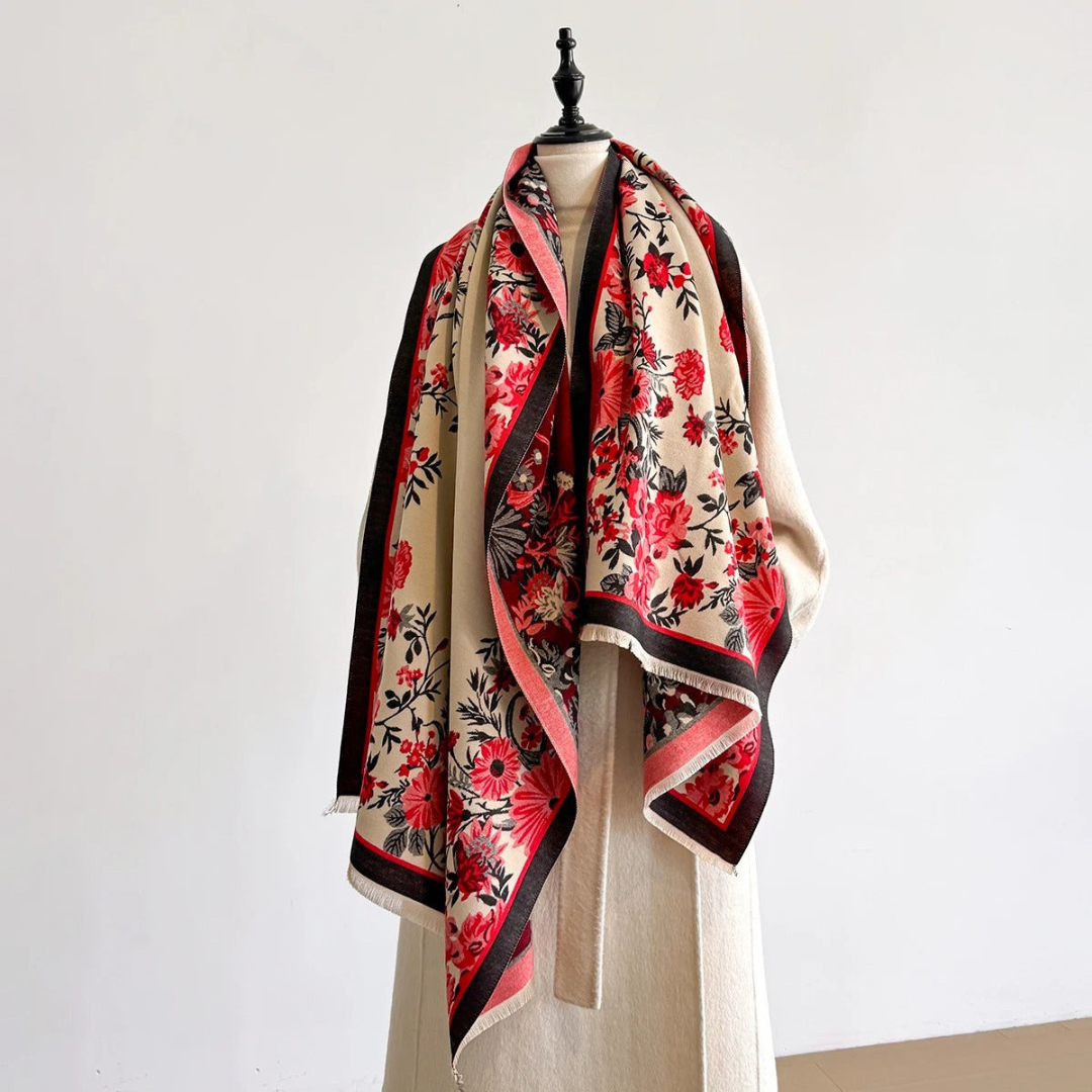 Floral Tasseled Pashmina Shawl
