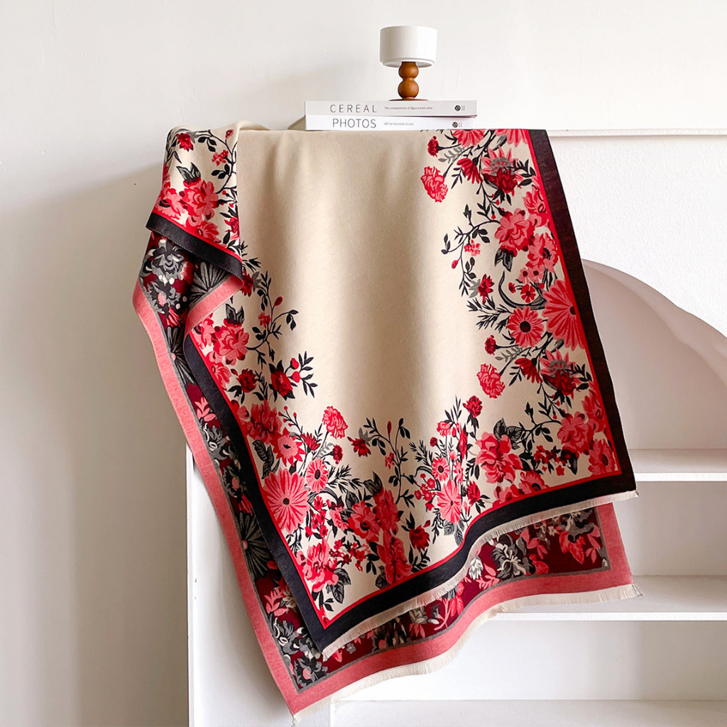 Floral Tasseled Pashmina Shawl