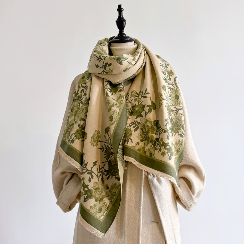 Floral Tasseled Pashmina Shawl