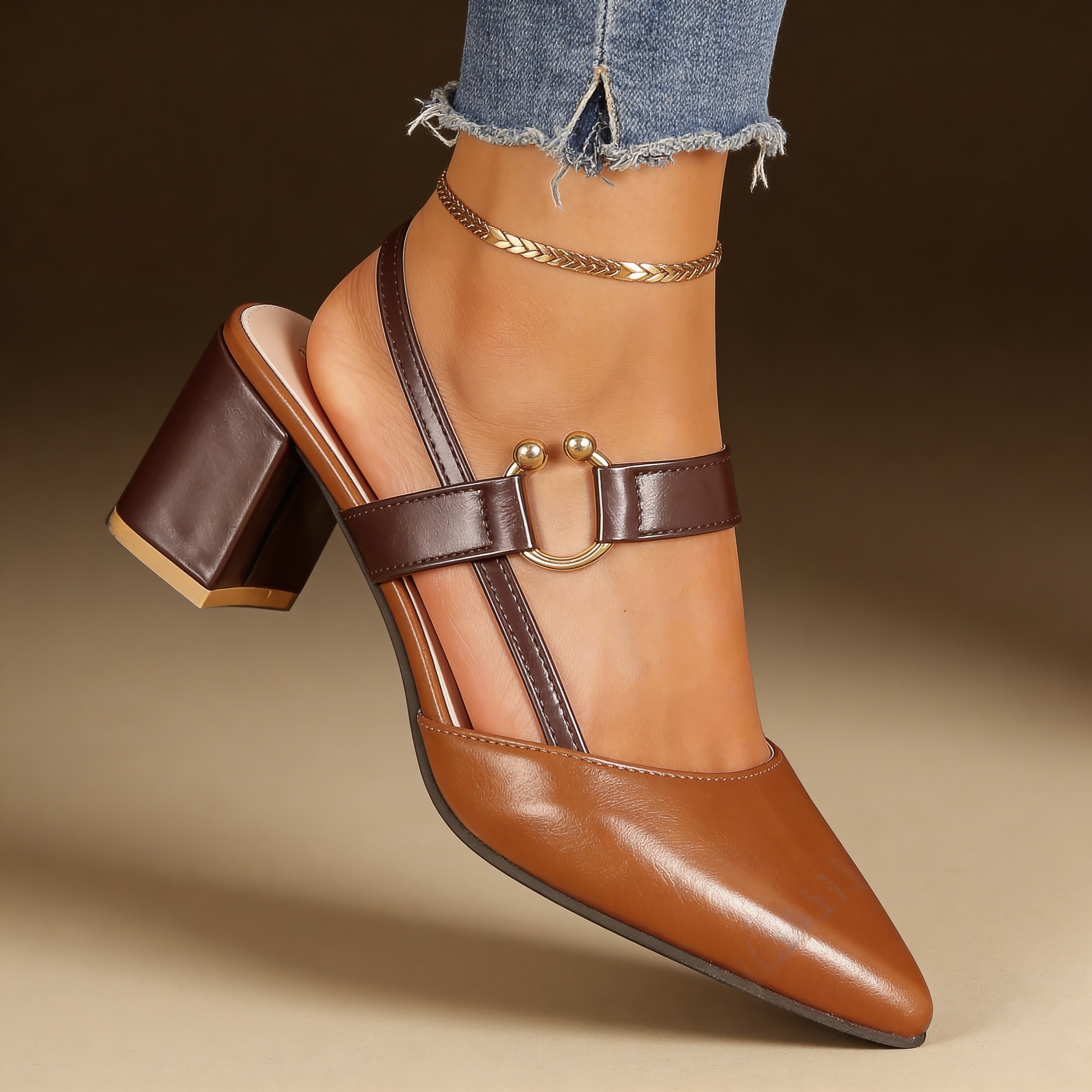 Chunky Heel Slingback Sandals