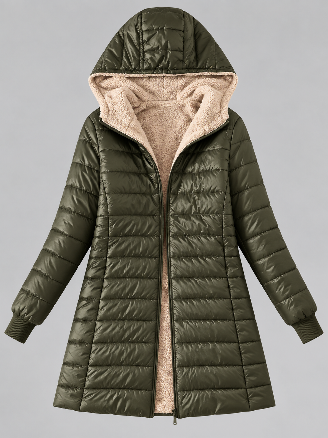 Hooded Zipper Parka Cardigan