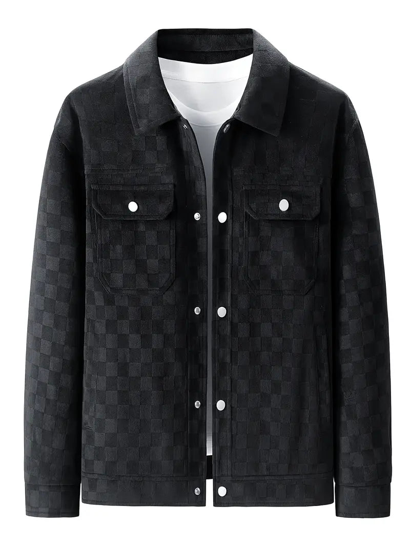 Suede Plaid Workwear Jacket