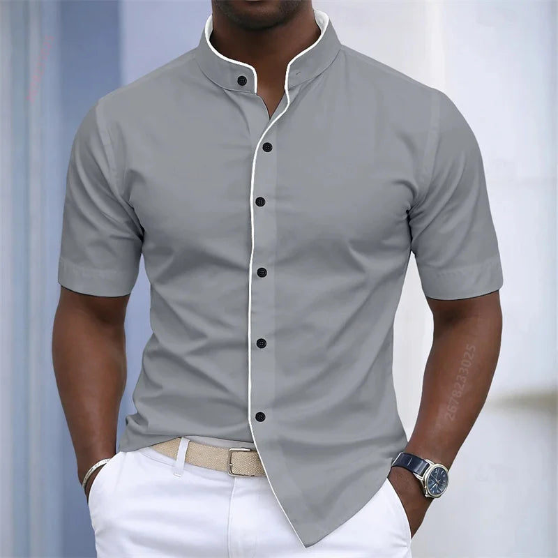 Slim Fit Stand Collar Shirt