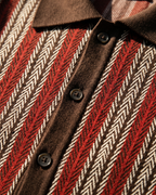 Striped Knit Polo Cardigan