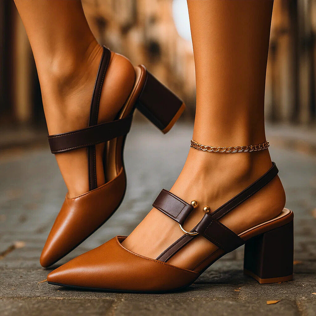 Chunky Heel Slingback Sandals