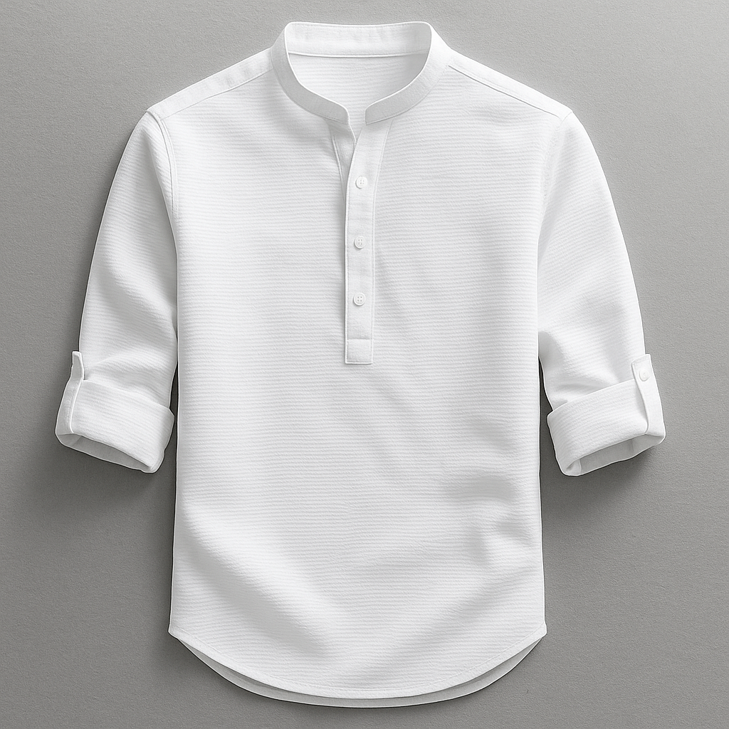 Cotton Linen Henley Shirt
