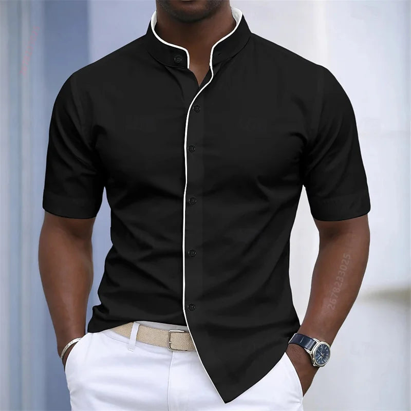 Slim Fit Stand Collar Shirt