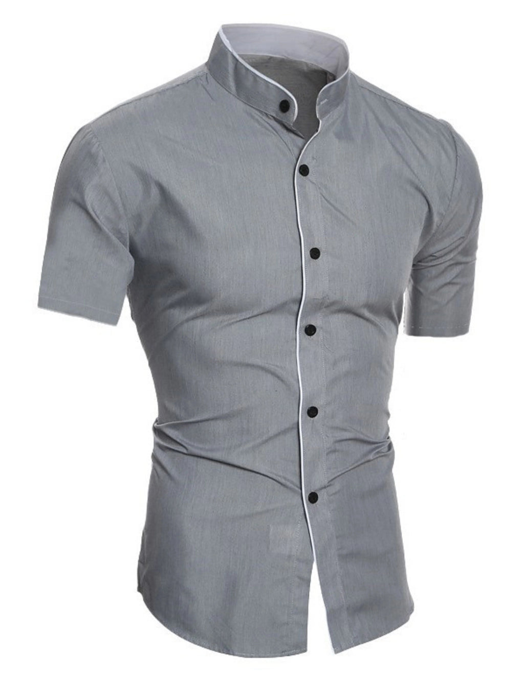 Slim Fit Stand Collar Shirt